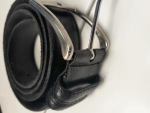 CS941/2024 BLACK LEATHER BELT WITH ITALIAN FLAG SYMBOL MADE IN ITALY